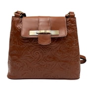 Patricia Nash Womens Larone Tooled Leather Hobo Bag Medium Florence Tan Brown