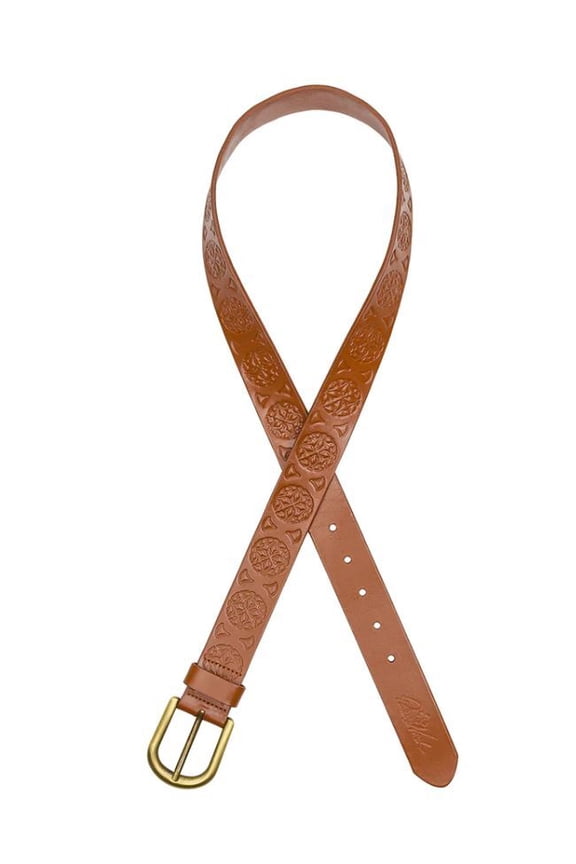 Patricia Nash Women's Tan Grace Circle Floret Leather Belt, Large