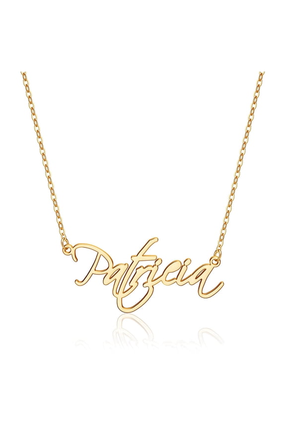 Patricia Necklace Personalized, 14K Gold Filled Ivy Name Necklace Personalized Nameplate Necklace Jewelry Gifts for Women Teen Girls