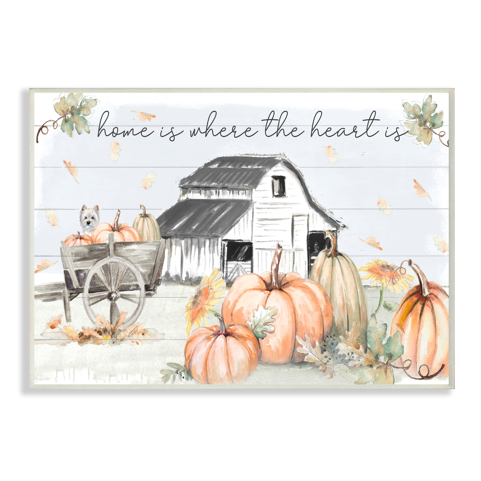 Patricia Pinto Autumn Farm Harvest Home and Heart Phrase 15 in x 10 in Framed Painting Art Prints, by Stupell Home Décor