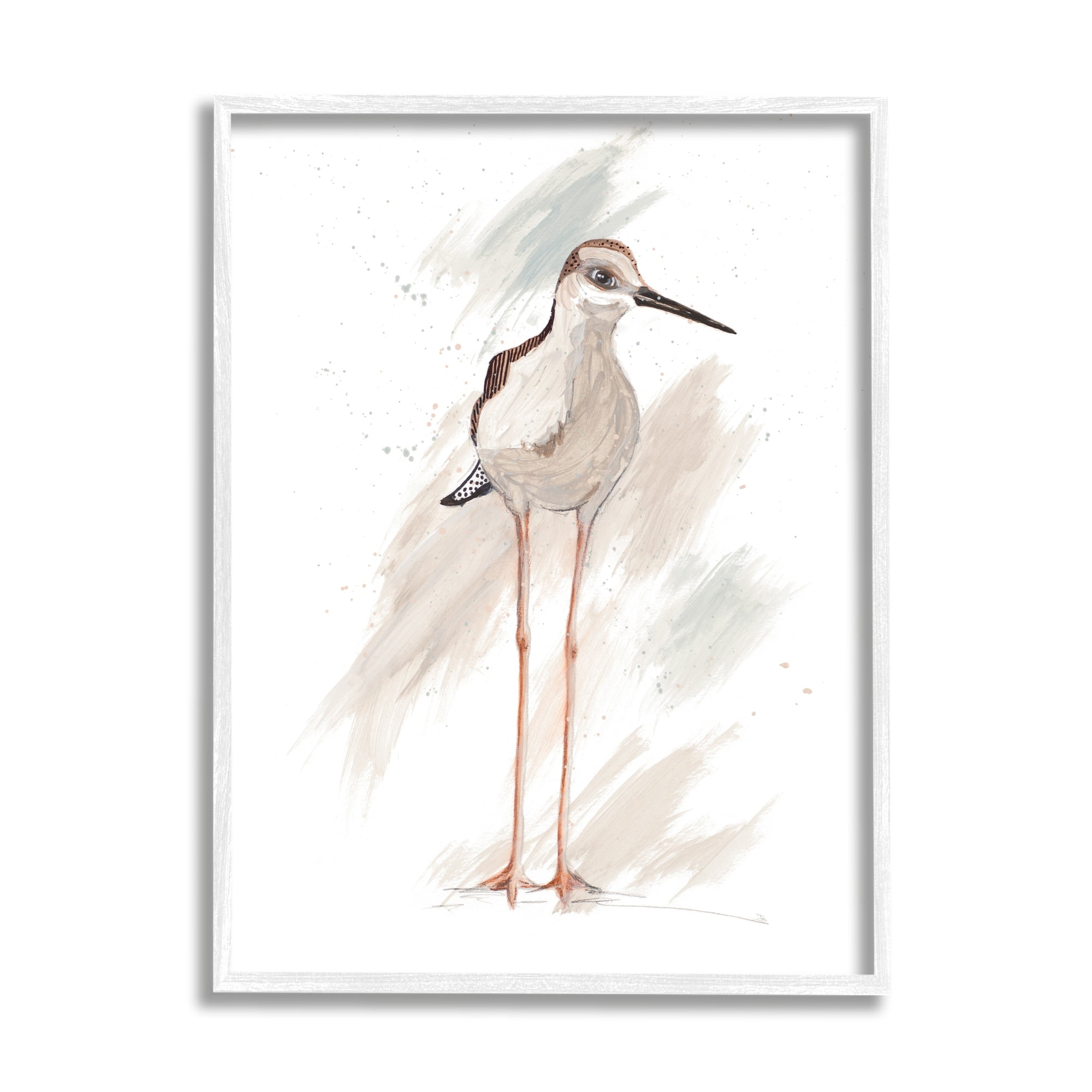 Patricia Pinto Passive Shorebird Long Beak Bird Illuminated Beach 16" x 20" Framed Painting Art Print, by Stupell Home Décor