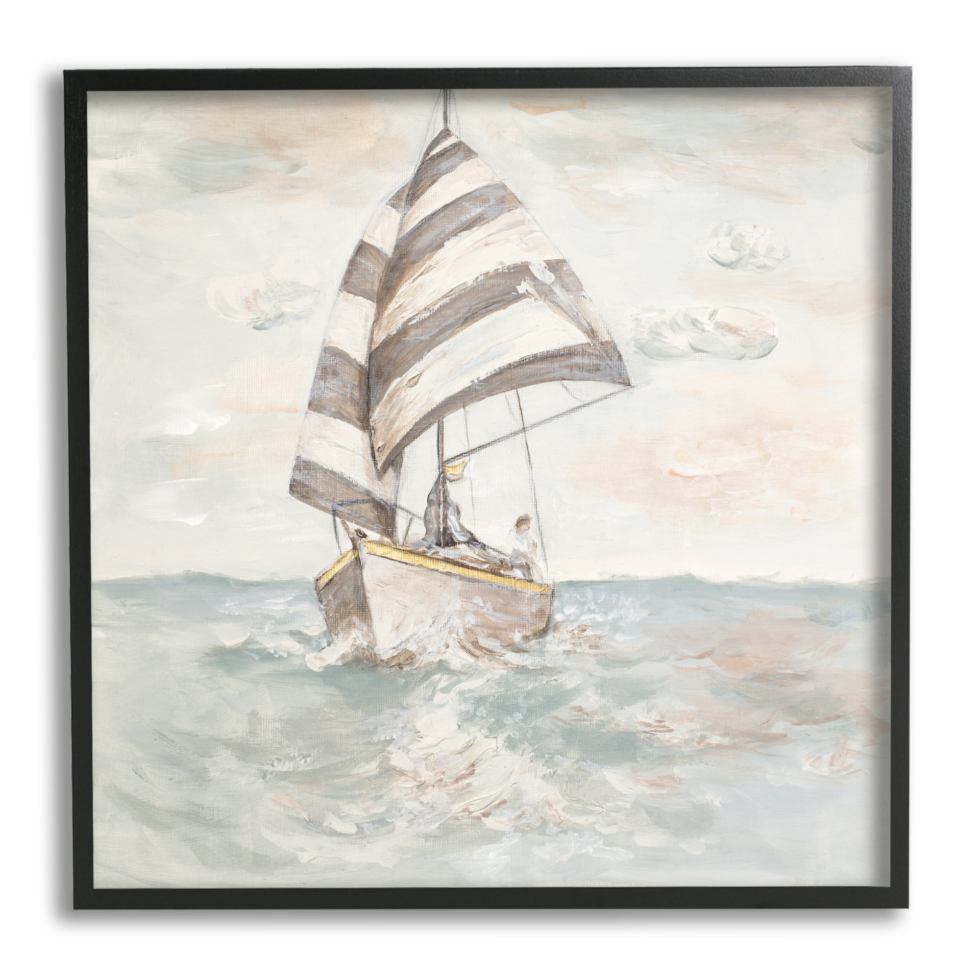Patricia Pinto Sailing Fishing Boat High Tide Open Sea 12 in x 12 in Framed Painting Art Print, by Stupell Home Décor