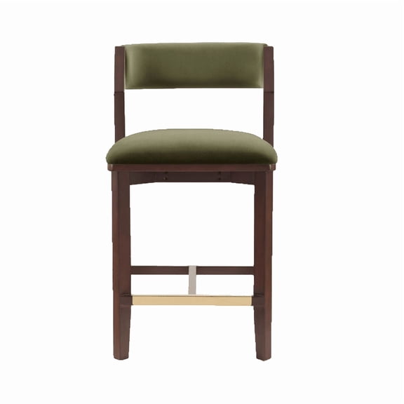 Patricia Modern Wood Upholstered Counter Stool in Linen