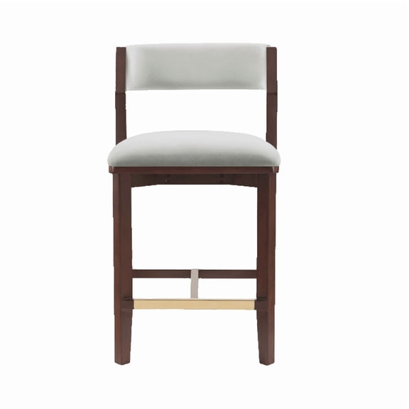 Patricia Modern Wood Upholstered Counter Stool in White Glacier