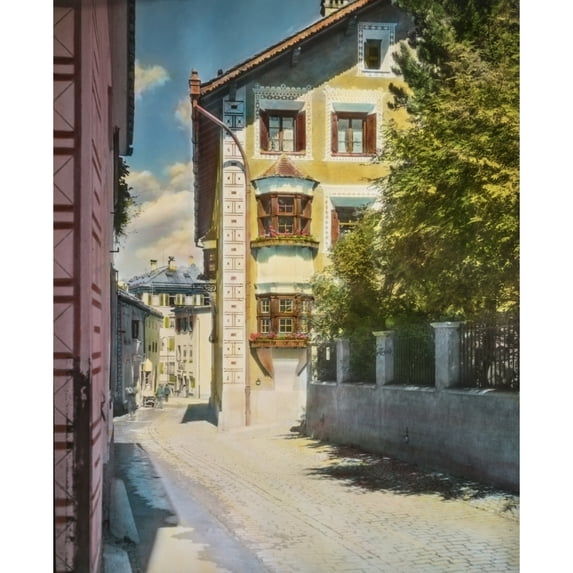 Patrician Houses Hand Coloured Magic Lantern Slide Circa 1900 by John Short / Design Pics (14 x 17)
