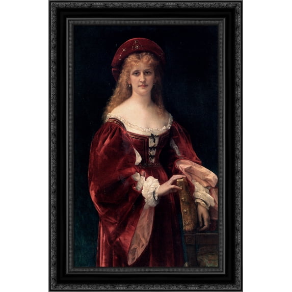 Patricienne de Venise 18x24 Black Ornate Wood Framed Canvas Art by Cabanel, Alexandre