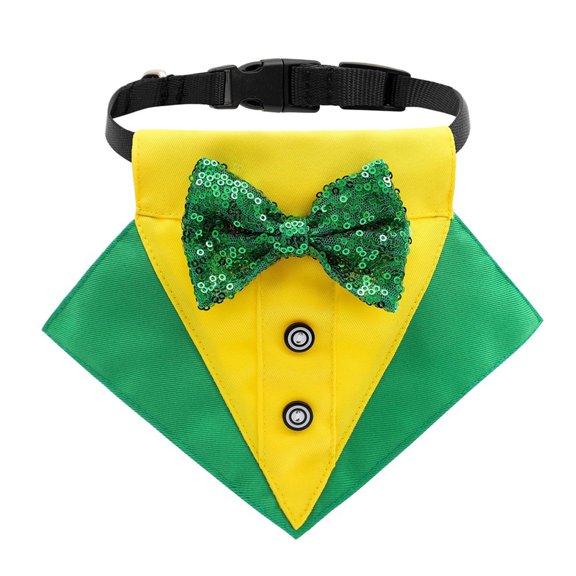 Patrick Day Dog Bandanas Pet Scarves Dog Green Triangle Bib with Bows Tie Collar Pet Scarves Neckerchief