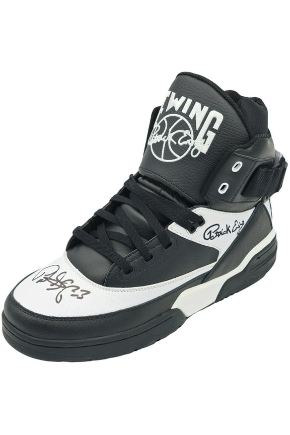 Patrick Ewing Autographed Black & White Ewing Athletics 33 HI OG Left Shoe New York Knicks Size 13 W/ Box Beckett BAS Witness 236553