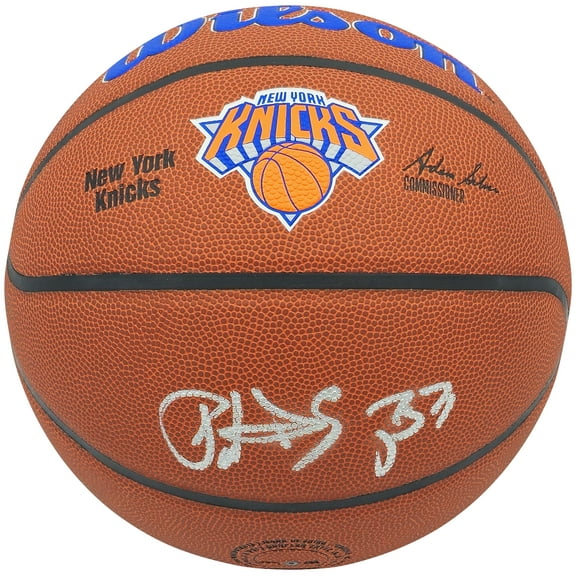 Patrick Ewing Autographed Composite Leather New York Knicks Logo Basketball Beckett BAS Witness 236549