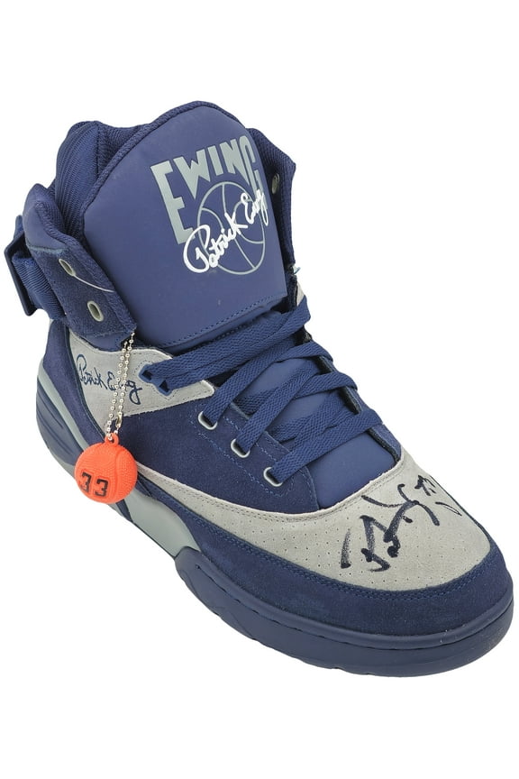 Patrick Ewing Autographed Navy & Grey Ewing Athletics 33 HI OG Right Shoe Georgetown Hoyas Size 13 Beckett BAS Witness 236556