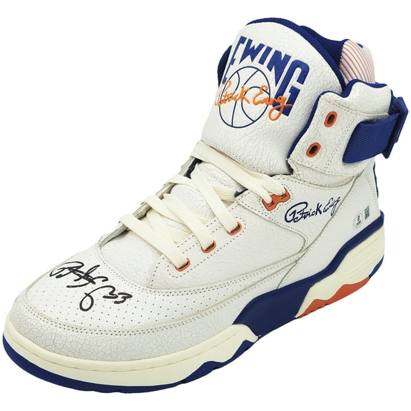 Patrick Ewing Autographed White Ewing Athletics 33 HI Vintage Left Shoe New York Knicks Size 13 W/ Box Beckett BAS Witness 236559