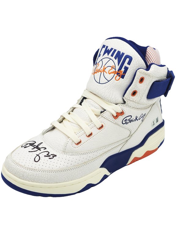 Patrick Ewing Autographed White Ewing Athletics 33 HI Vintage Left Shoe New York Knicks Size 13 W/ Box Beckett BAS Witness 236559