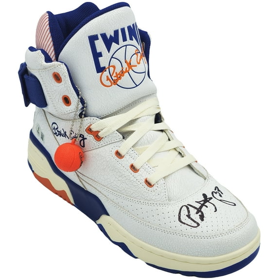 Patrick Ewing Autographed White Ewing Athletics 33 HI Vintage Right Shoe New York Knicks Size 13 Beckett BAS Witness 236560
