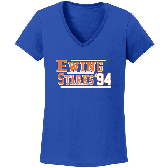 Patrick Ewing John Starks New York 1994 LADIES V-NECK Shirt T-Shirt