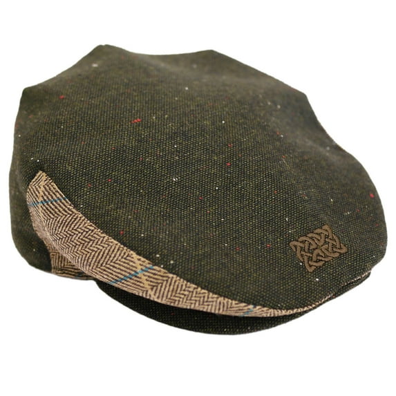 Irish Adult Hat Green Tweed Flat Cap from Patrick Francis 60% Acrylic and 40% Wool Celtic Knot Design
