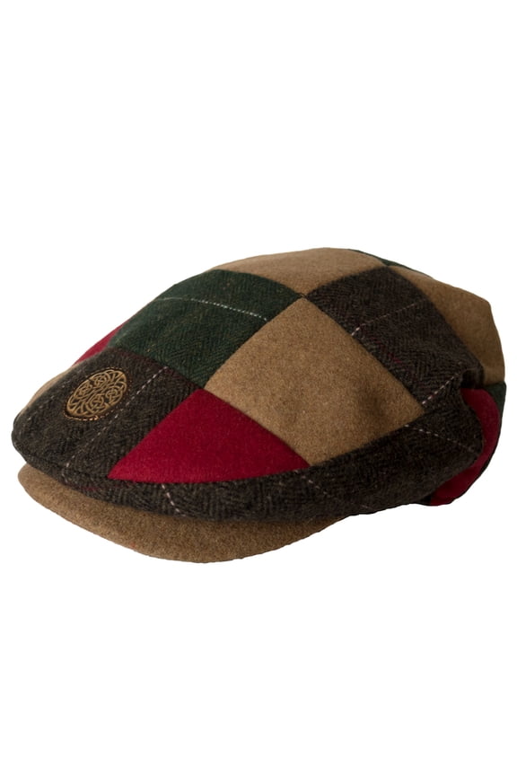Book of Kells Irish Hat Tweed Flat Cap | Patch Work Hat for Men