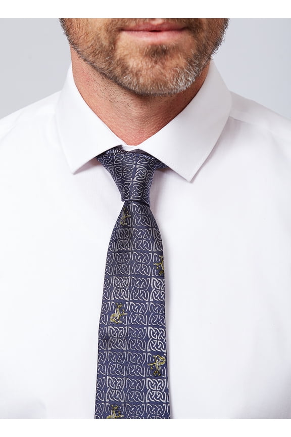 Celtic Knot Tie Book of Kells Navy & Gold 100% Silk