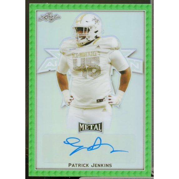Patrick Jenkins Rookie 2020 Leaf Army All-American Metal Autograph Green #BAPJ1