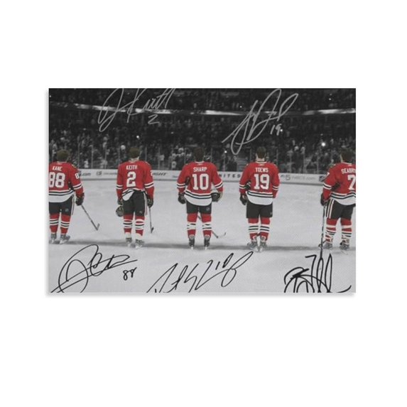 Patrick Kane Sharp Jonathan Toews Keith Seabrook Signed Poster Canvas Art Poster and Wall Art Picture Print Modern Family bedroom Decor Posters 16x24inch(40x60cm)