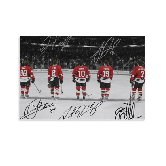 Patrick Kane Sharp Jonathan Toews Keith Seabrook Signed Poster Home Decor Poster Wall Art Hanging Picture Print Bedroom Decorative Painting Posters Room Aesthetic 16x24inch(40x60cm)