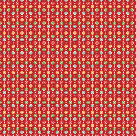Patrick Lose Christmas Cheer RED Beads 100% Cotton Fabric sold by the yard