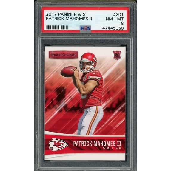Patrick Mahomes 2017 Panini Rookie and Stars Football Card #201 Graded PSA 8