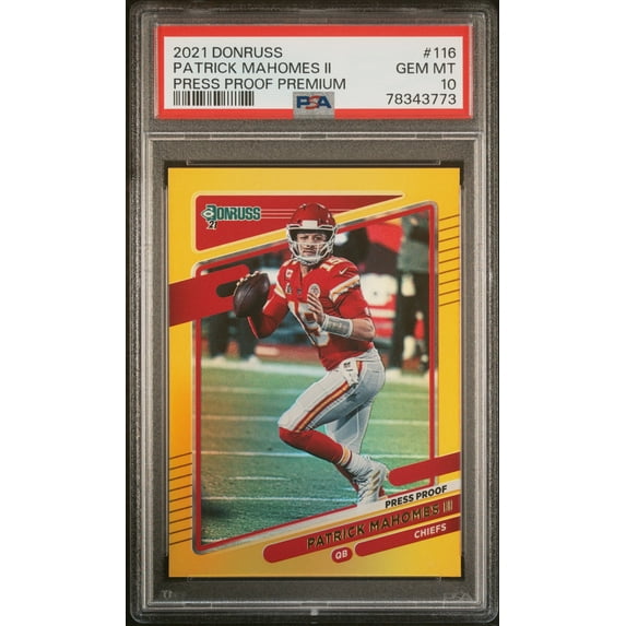 Patrick Mahomes 2021 Panini Donruss Press Proof Premium Card #116 Graded PSA 10