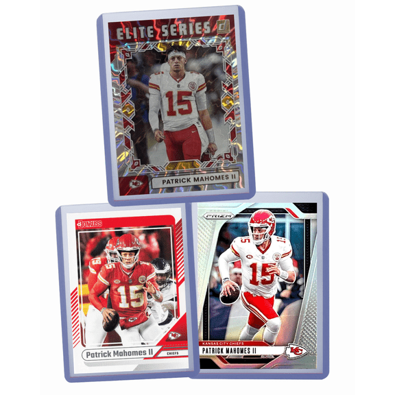 Patrick Mahomes (3) Assorted Football Cards Gift Pack - Kansas City Chiefs Trading Card