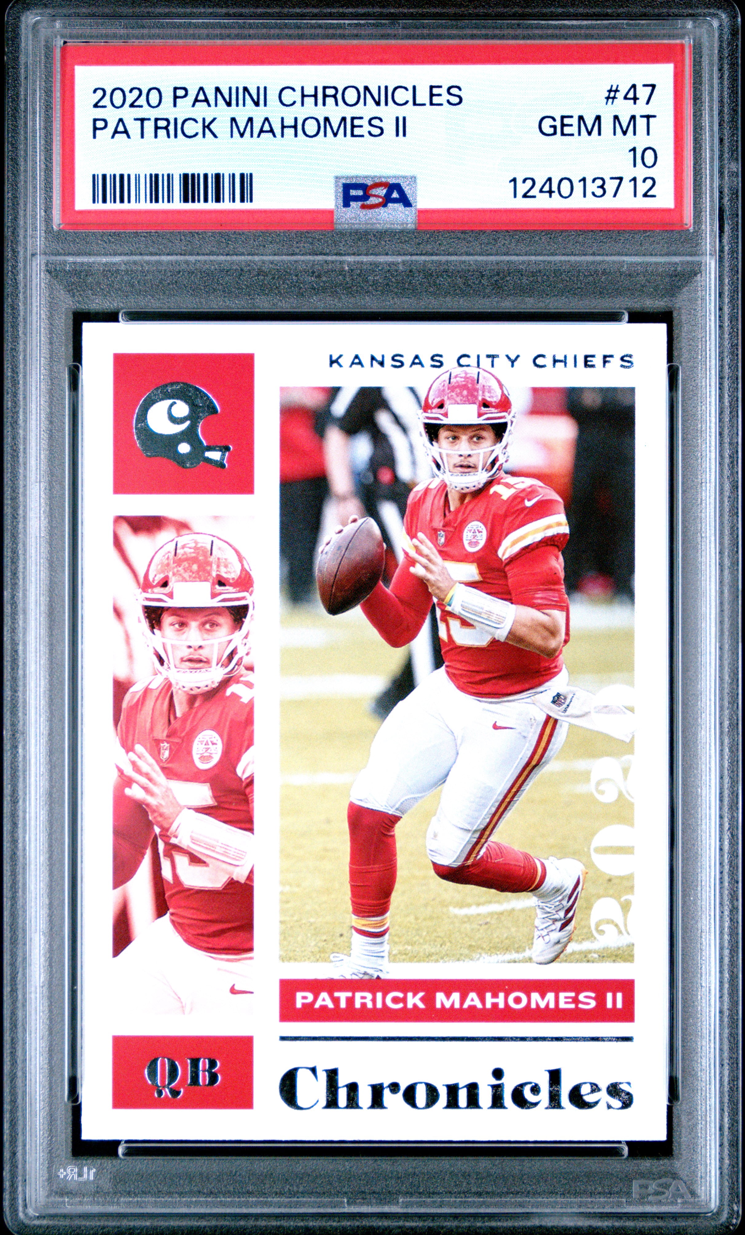 Patrick Mahomes II 2020 Panini Chronicles Football Card #47 Graded PSA 10 Cert #124013712