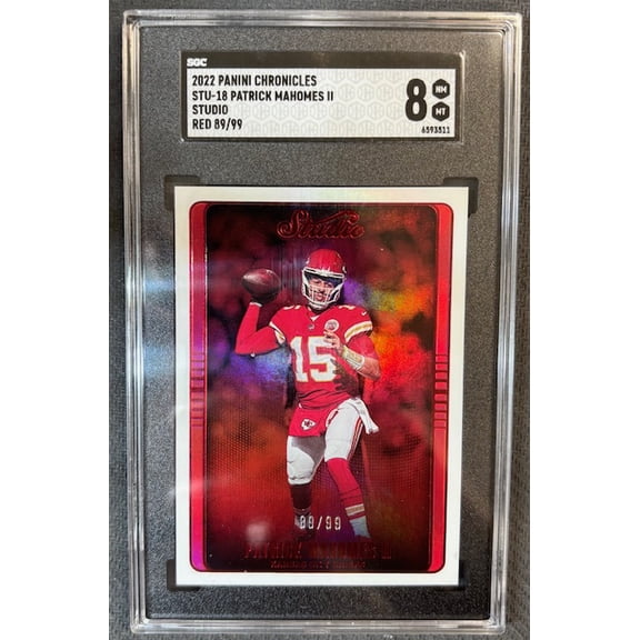Patrick Mahomes II 2022 Panini Chronicles Studio Football Red Card #STU-18 Graded SGC 8 Cert #8533511 89/99