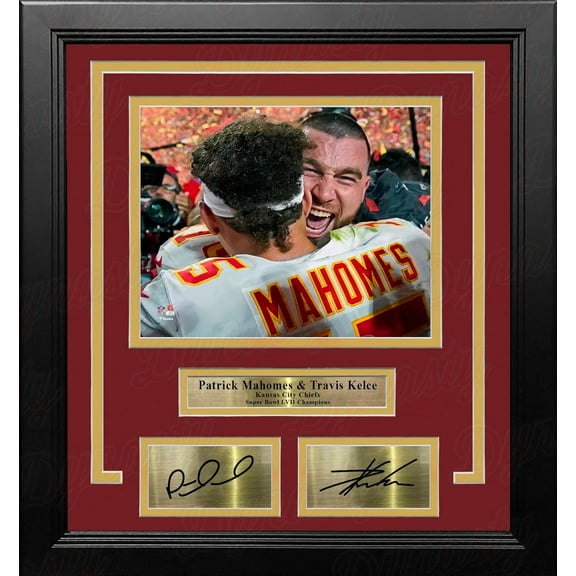 Patrick Mahomes & Travis Kelce Kansas City Chiefs Framed 8"x10" Photo with Dual Engraved Signatures
