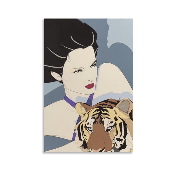 Patrick Nagel Painting Illustration City Girl Fashion Art Poster (15) Wall Art Poster Scroll Canvas Painting Picture Living Room Decor Home 20x30inch(50x75cm)