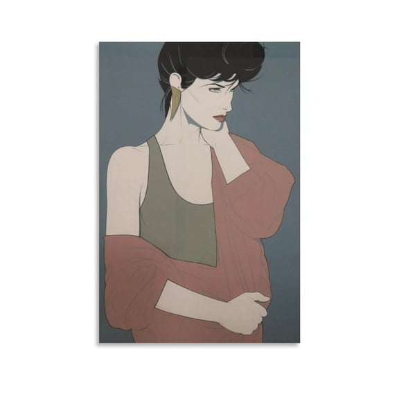 Patrick Nagel Painting Illustration City Girl Fashion Art Poster (57) Wall Art Poster Scroll Canvas Painting Picture Living Room Decor Home 16x24inch(40x60cm)