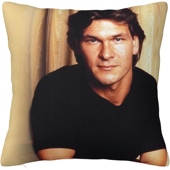 Patrick Swayze Square Hold Pillowcase with Hidden Zipper Custom Polyester Cushion Cover Suitable for Family Sofa, Bedroom, Living Room, Office, car Decoration 16"x16"