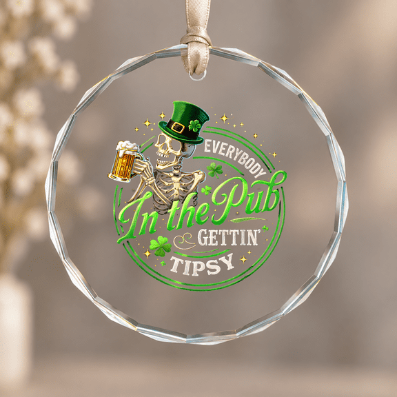 Patrick Was a Saint Drinking Beer Christmas Ornament, Holiday Keepsake Gift, Circle Glass Ornament