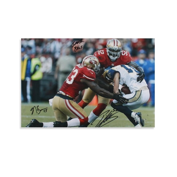 Patrick Willis NaVorro Bowman Signed Poster Canvas Poster Poster Decorative Painting Canvas Wall Art Living Room Posters Bedroom Painting 24x36inch(60x90cm)