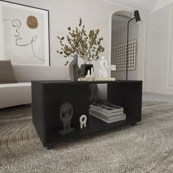 Patrick's 36" Wide Living Room Coffee Table - One Shelf and Four Casters for Convenience (Black Wengue)