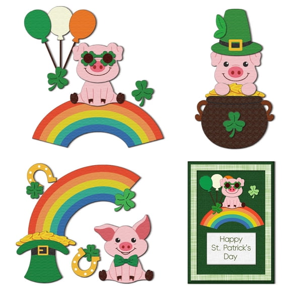 Patrick's Day Pig Dies Cuts Carbon Steel Cutting Dies Card Making Stencils Template for DIY Embossing Scrapbooking Craft Paper Greeting