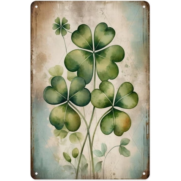 Patrick's Day Shamrock Symbol Decorative Metal Wall Sign, 8x12 Inches, Festive Irish Holiday Decor for Pub, Home Office in March