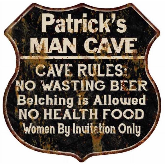 Patrick's Man Cave Rules Sign Shield Metal Gift 211110007427