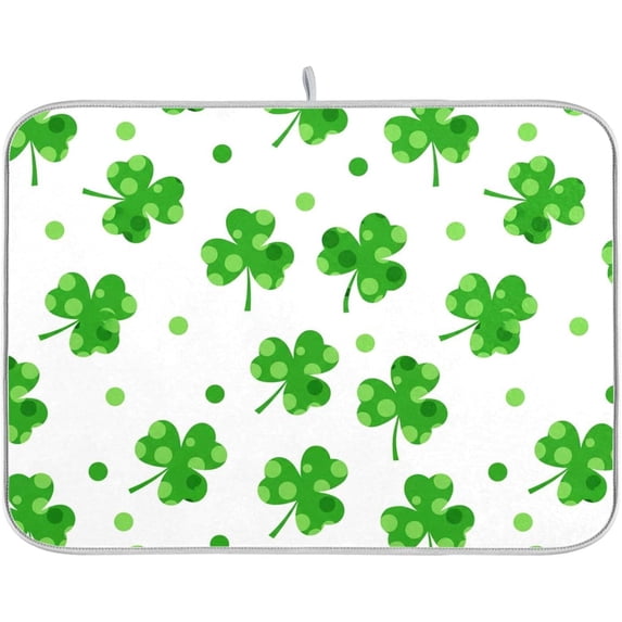 Patricks Day Clover Green (49) Dish Drying Mat for Kitchen Counter 18 x 24 Inches Rack Pads Microfiber Dry Dishes Drainer Mats Dish Drying Pad Tableware Countertops Decor