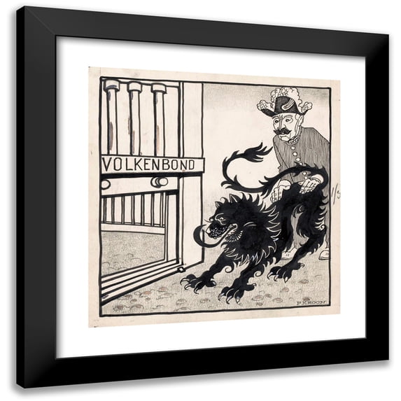 Patricq Kroon 12x12 Black Modern Framed Museum Art Print Titled - The Netherlands and the League of Nations (1920)
