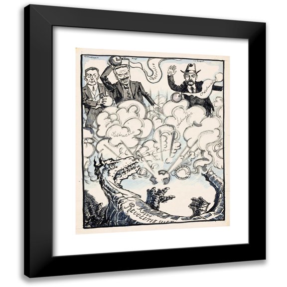 Patricq Kroon 12x14 Black Modern Framed Museum Art Print Titled - Obstruction Against the Anti-Revolution Law (1920)