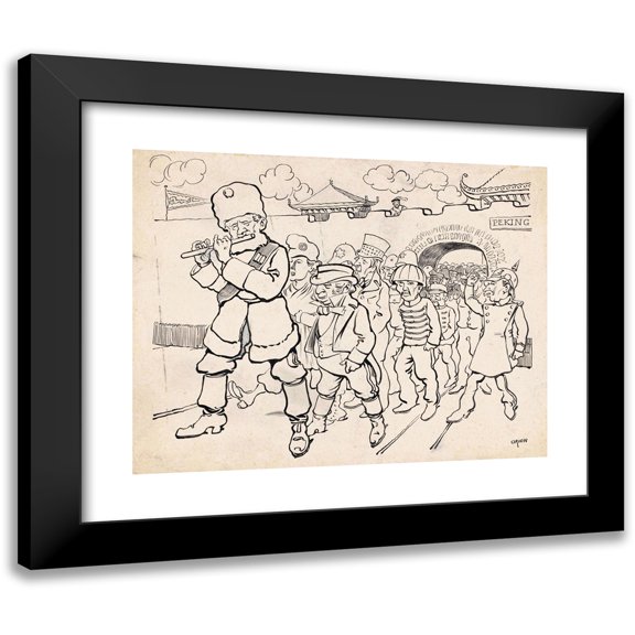 Patricq Kroon 14x12 Black Modern Framed Museum Art Print Titled - Russia Lures Countries from China (1900)