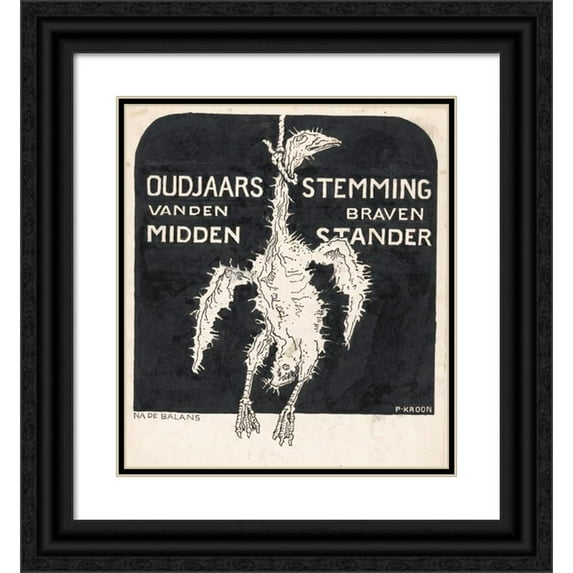 Patricq Kroon 15x16 Black Ornate Wood Framed Double Matted Museum Art Print Titled - Kaalgepukte Middeeler (1900)