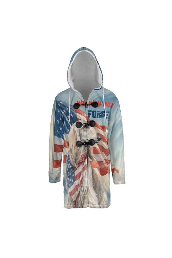 Patriot Afghan Hound We Will Never Forget Patriotic Remembrance Day All Over Print 3D Hooded Duffle Toggle Coat Dog Lover - 12014