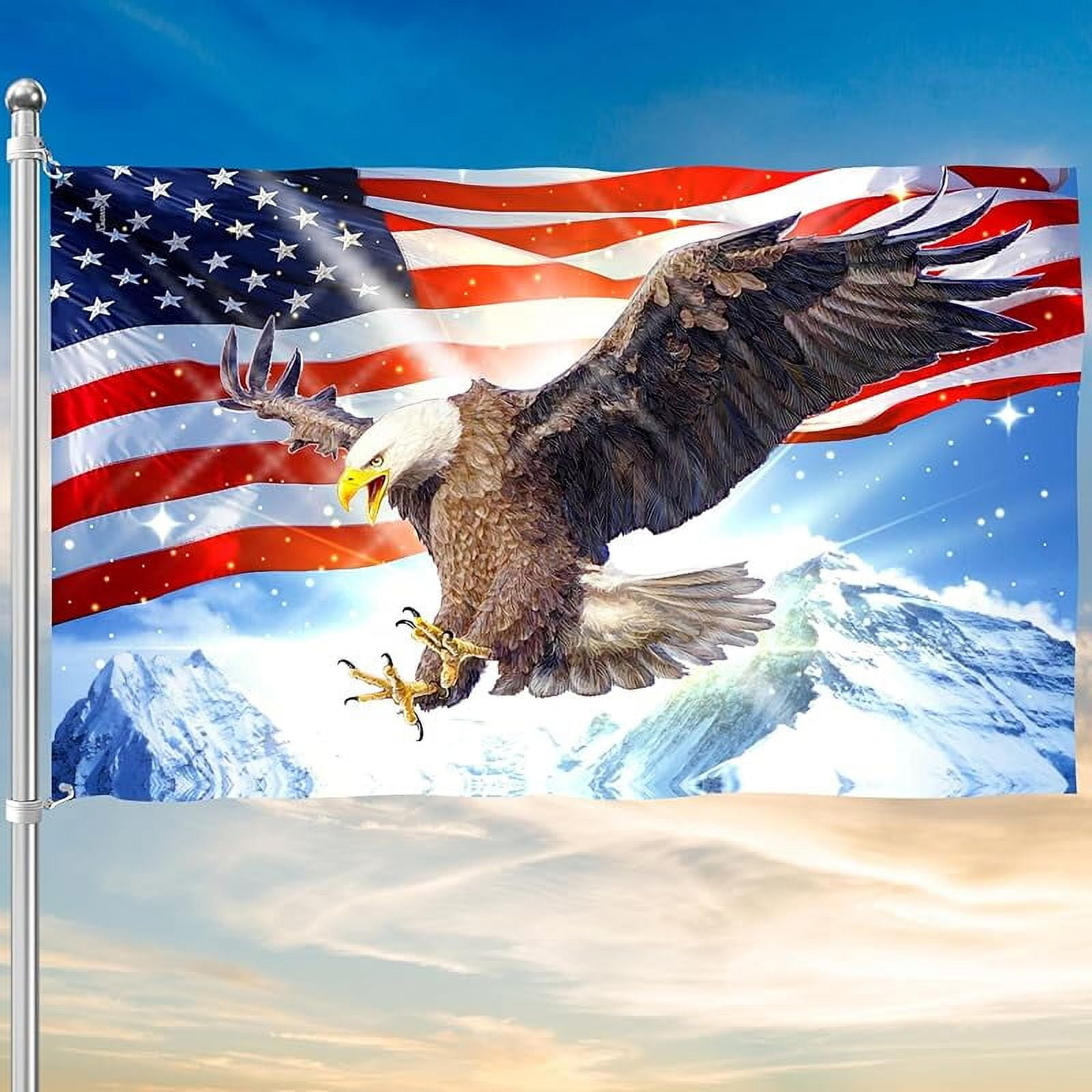 4th Of July Garage Door Banner CSFOTO 6x13ft American Flag And Bald Eagle  Theme Botswana Patriotic Garage Door Cover, image size:1600x1600
