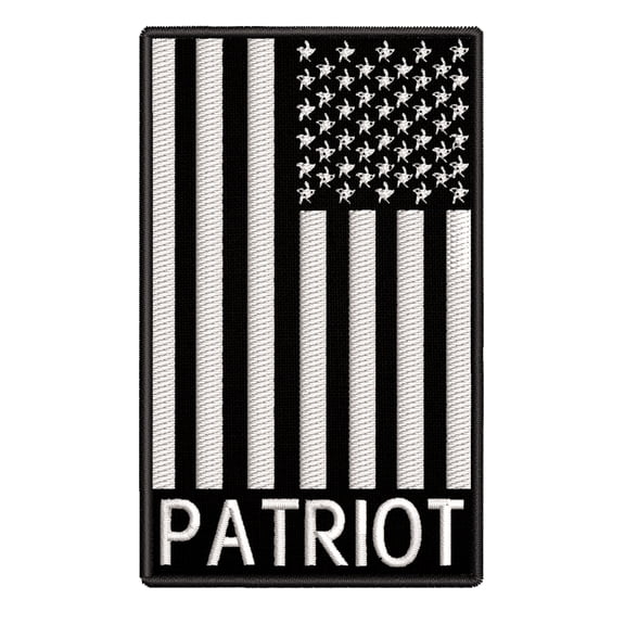 Patriot Black and White US Flag Embroidered DIY Iron on or Sew-on Decorative Patch Badge Emblem Appliques 2A Military Tactical Series