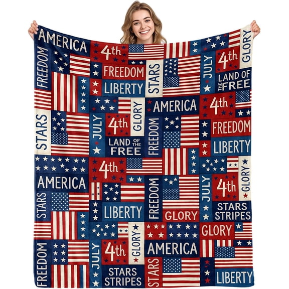 Patriot Blanket With American Flag And Independence Day Theme