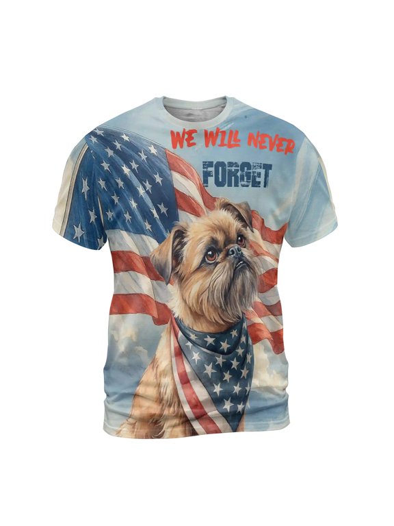 Patriot Brussels Griffon We Will Never Forget Patriotic Remembrance Day All Over Print 3D Shirt Unisex Merch Griff Dog Lover - 12014